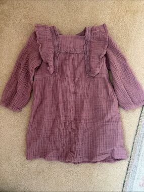 Zara Ruffled Long-Sleeve Cotton Dress